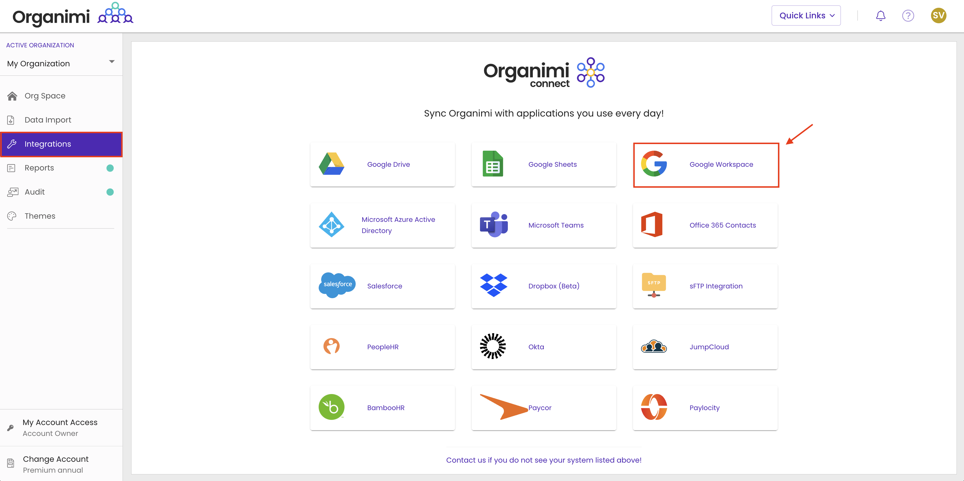 Set Up Google Workspace Integration. – Organimi Help Center