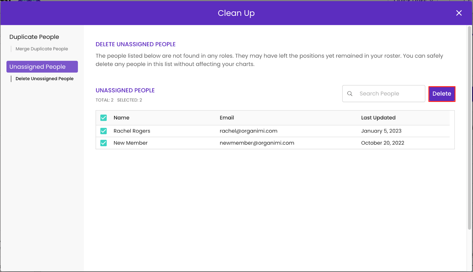 How do I clean up my talent pool (Roster)? – Organimi Help Center